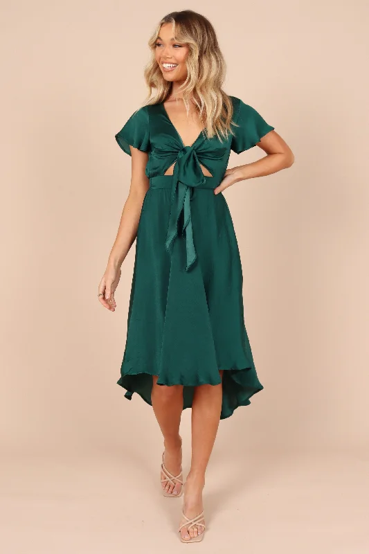 Amanda Hi Lo Tie Front Dress - Emerald