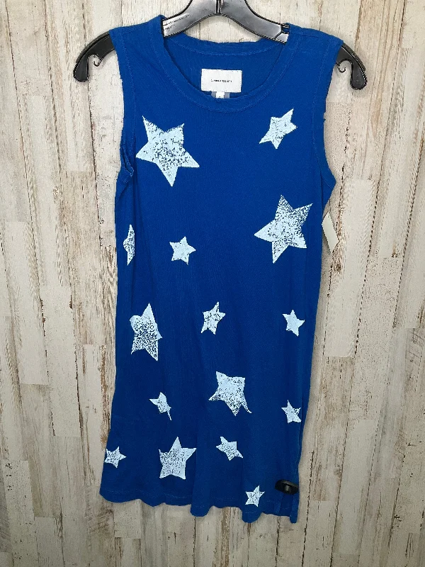 Blue & White Dress Casual Midi Current Elliott, Size 0