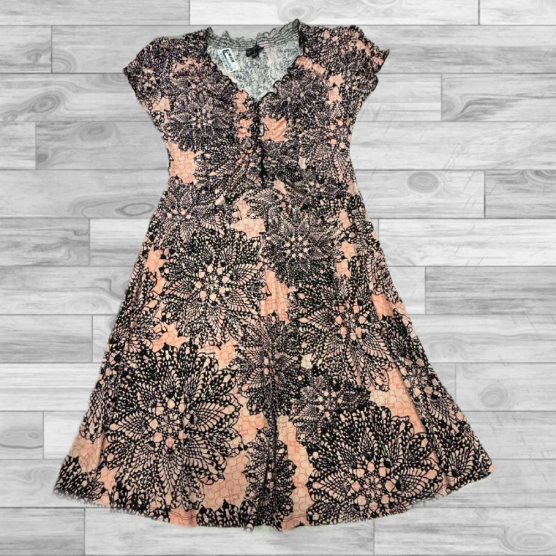 Dress Casual Midi By Connected Apparel In Black & Pink, Size: 14