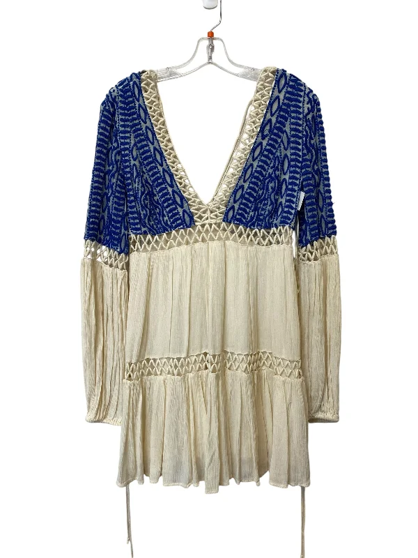 Dress Casual Midi By Free People In Blue & Cream, Size: L