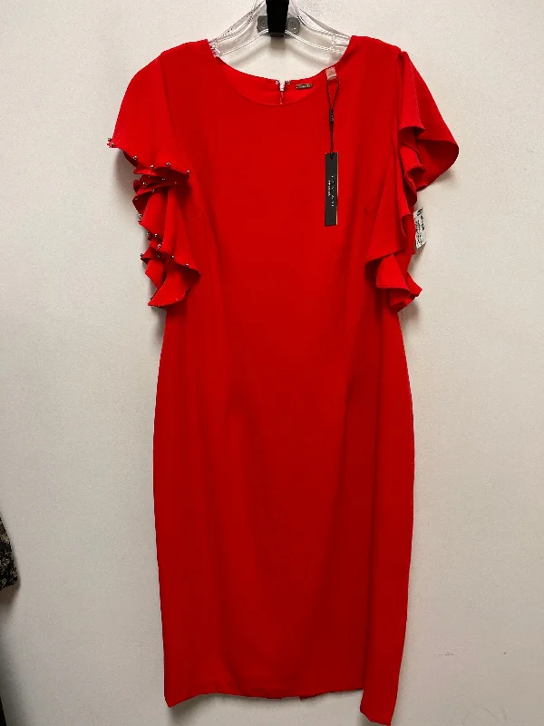 Dress Casual Midi By Tahari By Arthur Levine In Red, Size: L