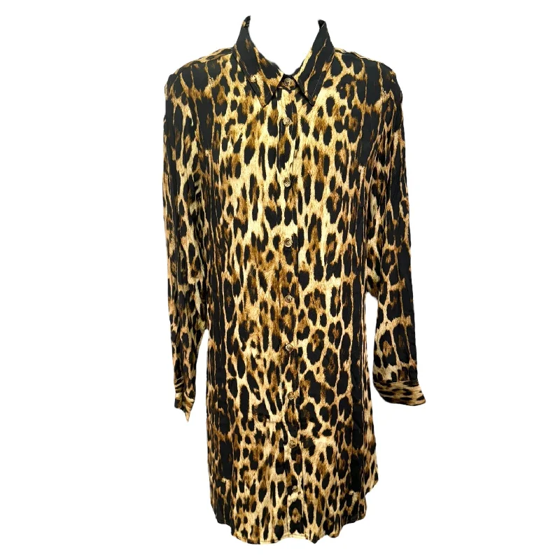 Animal Print Shirt Dress Casual Midi Fifteen Twenty, Size S