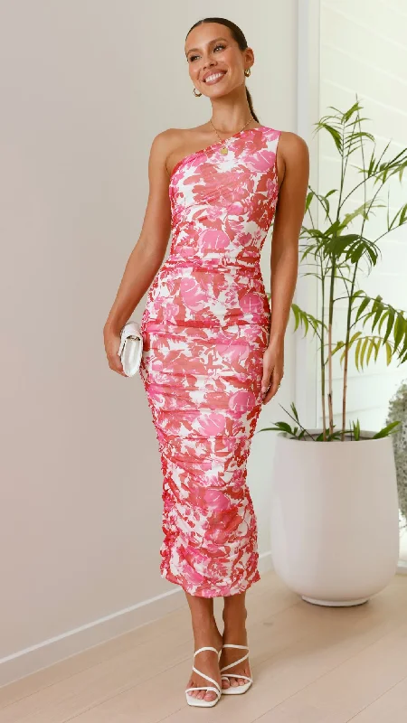 Natalia Midi Dress - Pink Floral