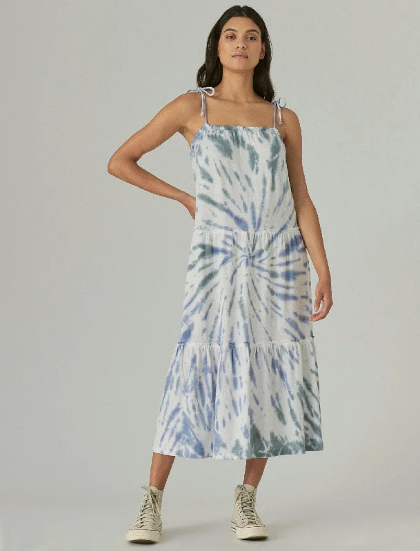 Lucky Brand Womens Tiered Cami Maxi Dress