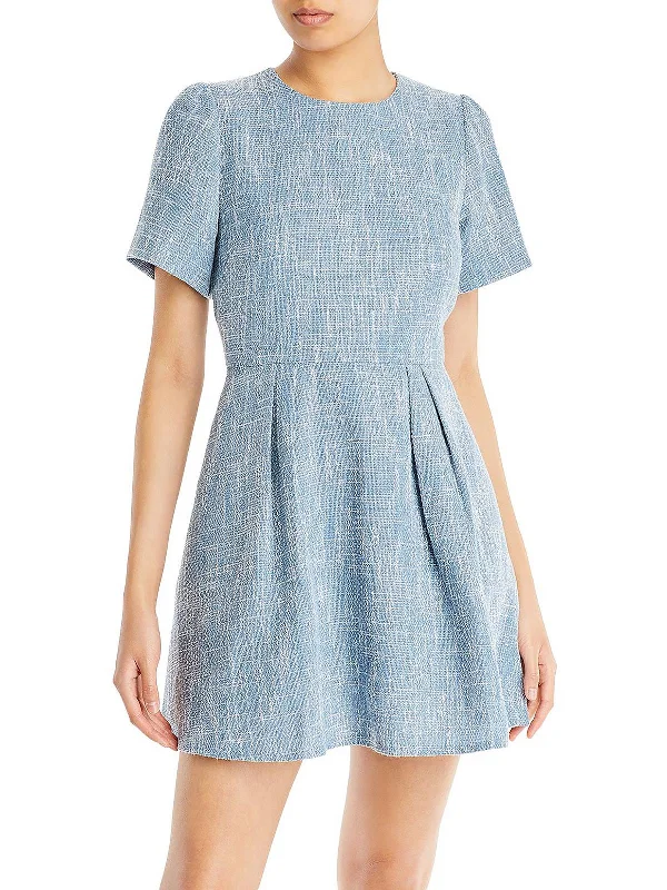 Womens Boucle Mini Fit & Flare Dress