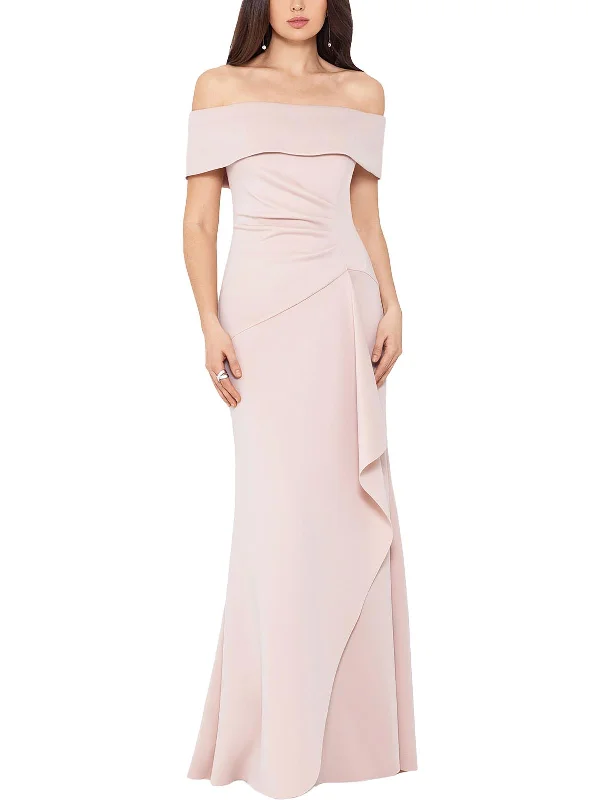 Womens Ruffled Off The Shoulder Maxi Dress