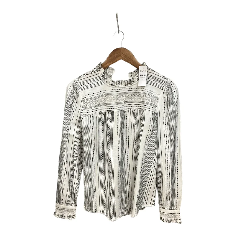 Striped Pattern Blouse Long Sleeve Loft, Size S