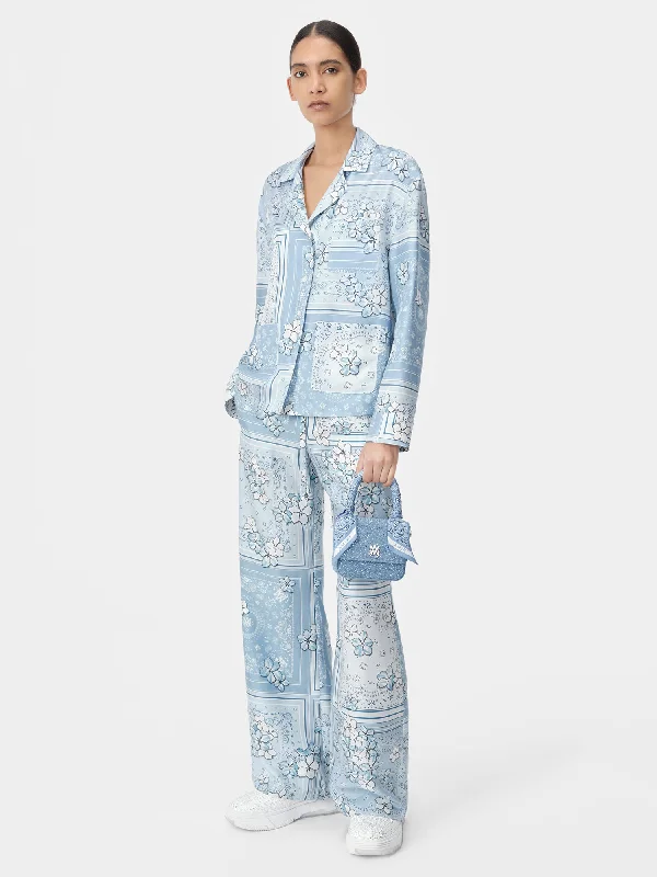 WOMEN - WOMEN'S BANDANA FLORAL PJ SHIRT - Cerulean