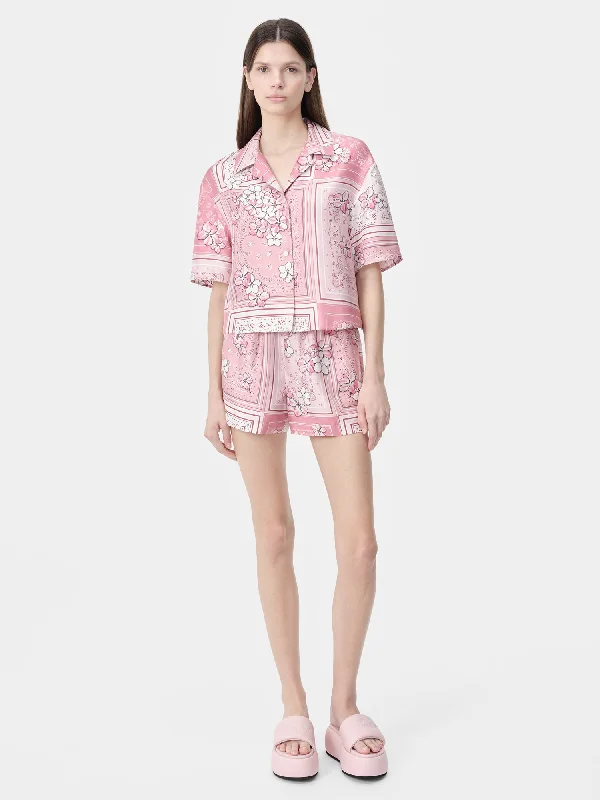 WOMEN - WOMEN'S BANDANA FLORAL SHIRT - Flamingo Pink