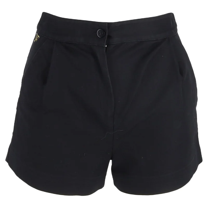 Diane von Furstenberg Logo Embroidered Shorts in Black Cotton