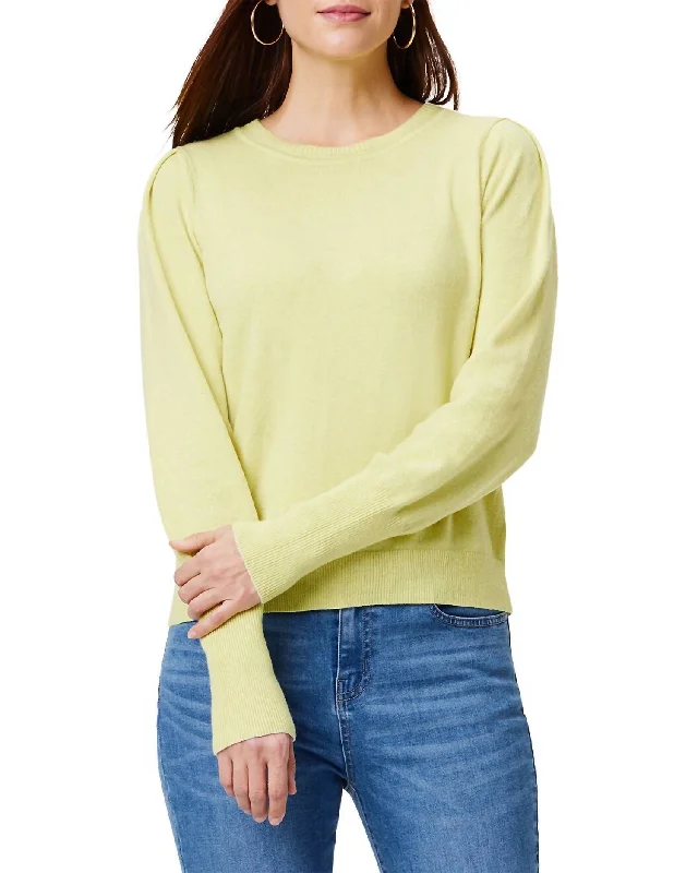 Femme Extended Cuff Long Sleeve Sweater In Citrus