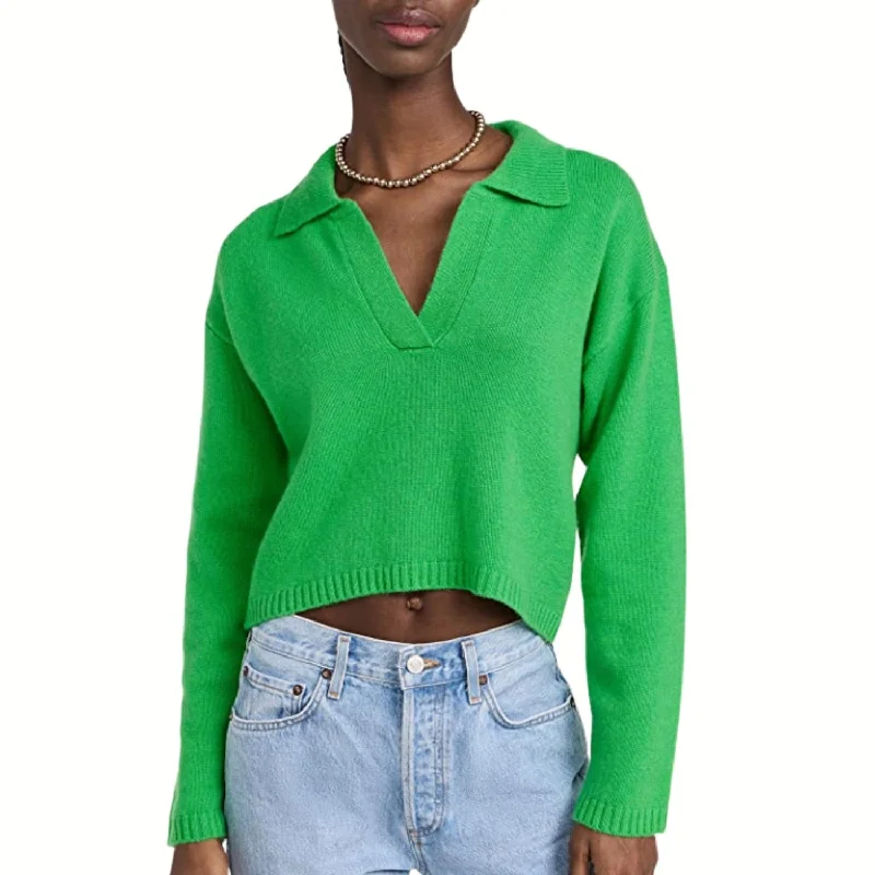 Lightweight Crop Collar In Bright Green