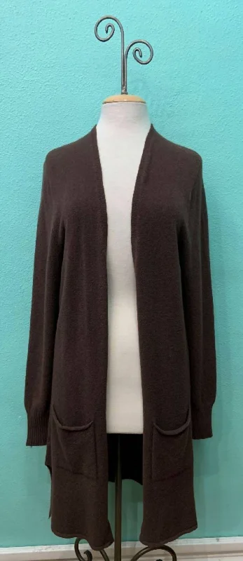 Long Knit Cardigan In Chocolate