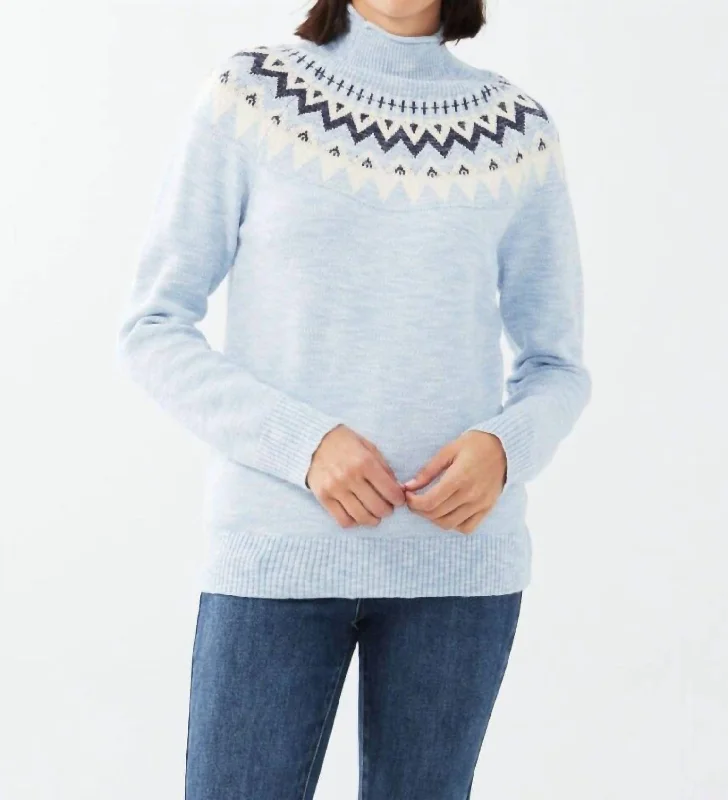 Marled Fare Isle Sweater In Indigo