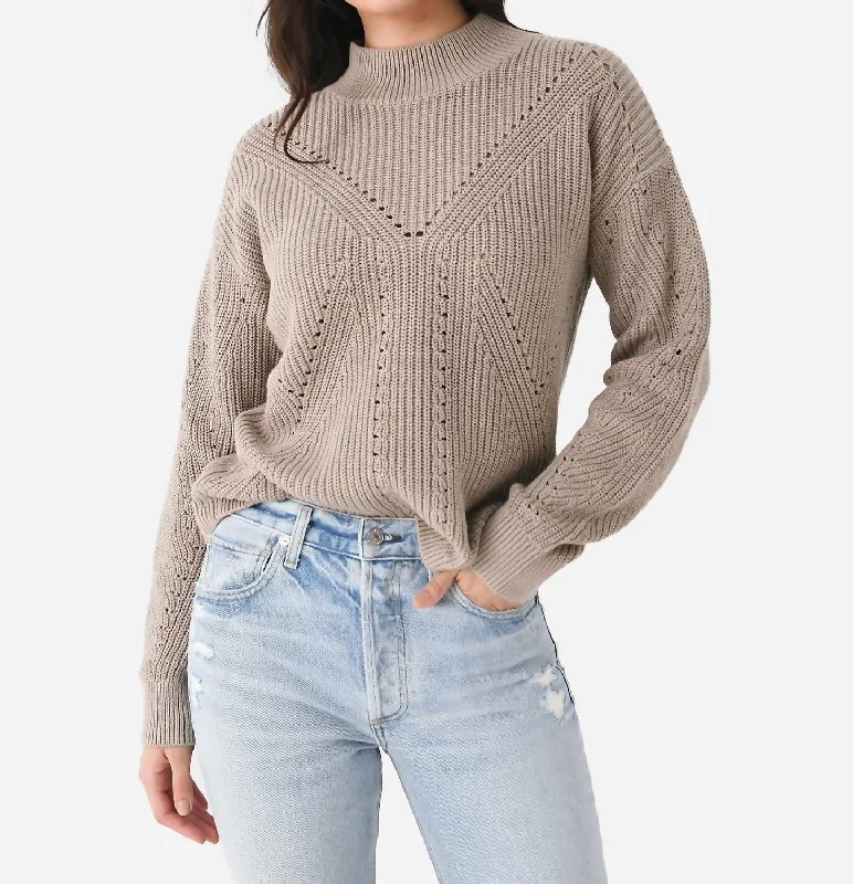 Mock Neck Sweater In Mushroom