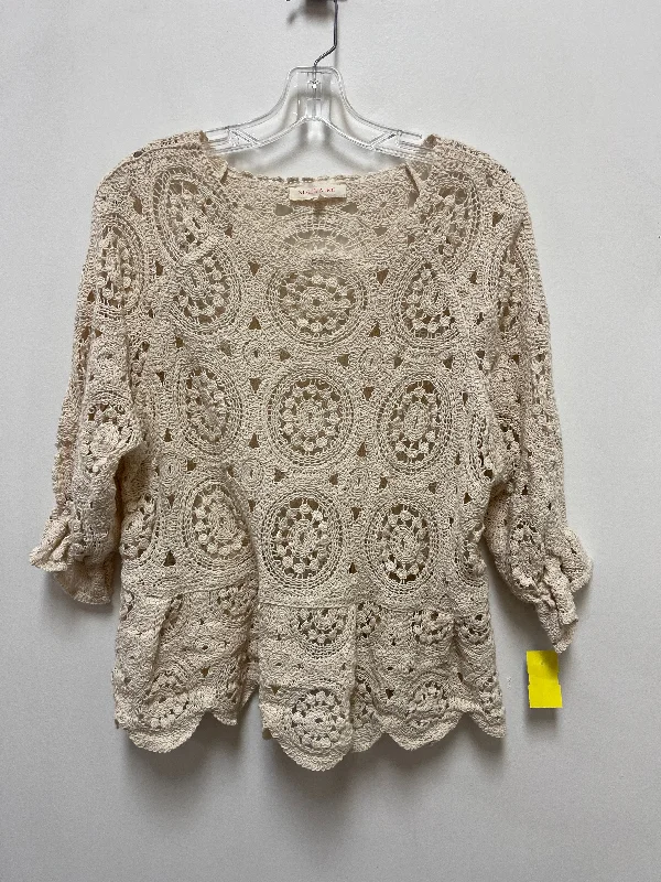 Top Long Sleeve By Solitaire In Cream, Size: Xl