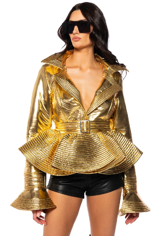 I GET IT HOW I LIVE IT METALLIC MOTO PUFFER