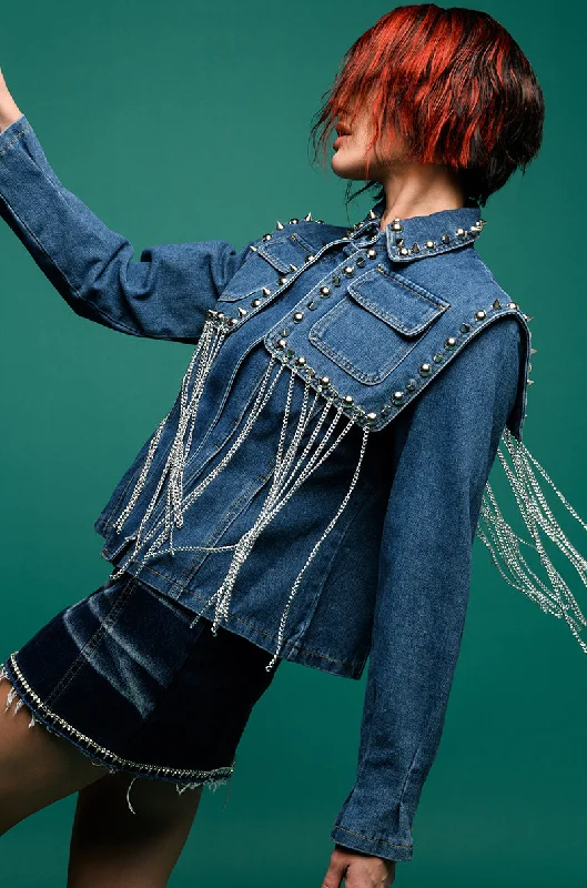 RIVETING TWO LAYER DENIM JACKET