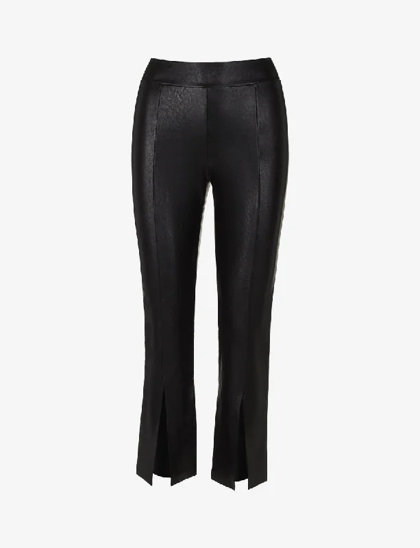 Faux Leather 7/8 Split Front Pant