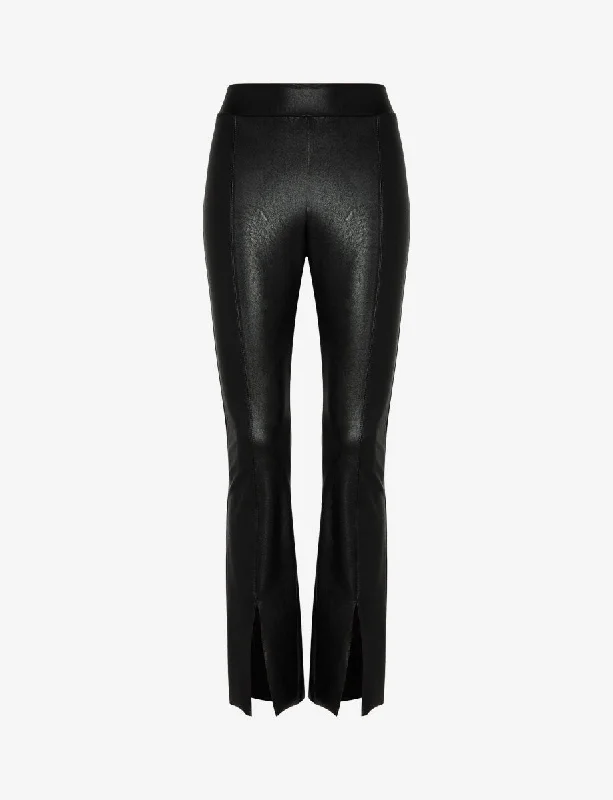 Faux Leather Split Front Pant