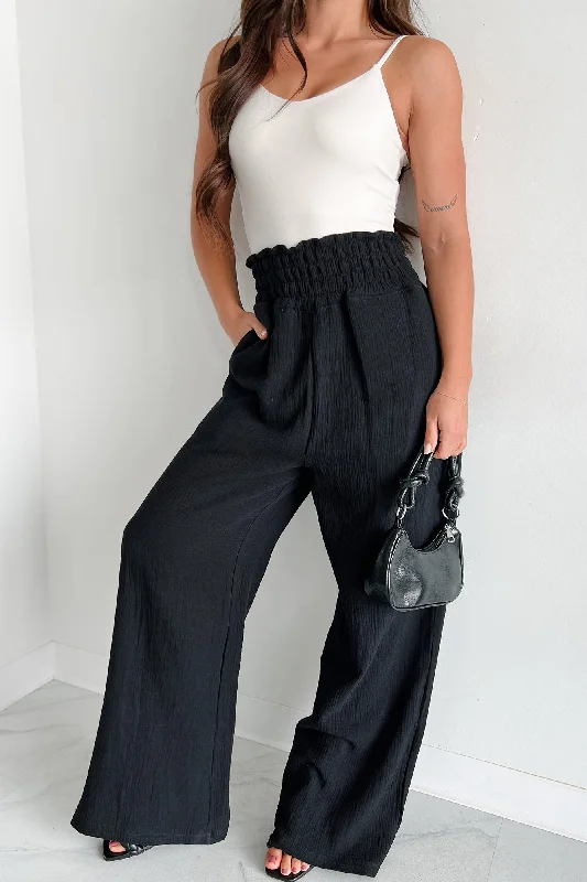 Navigating Life Cotton Gauze Wide Leg Mono B Pants (Black)