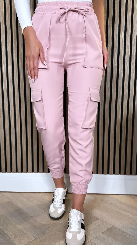 Susie Dusky Pink Straight Leg Cargo Trousers