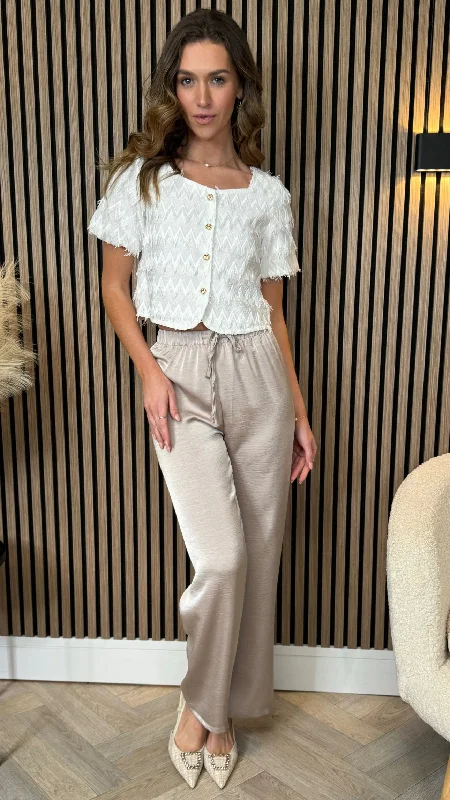 Walker Beige Wide Leg Trousers