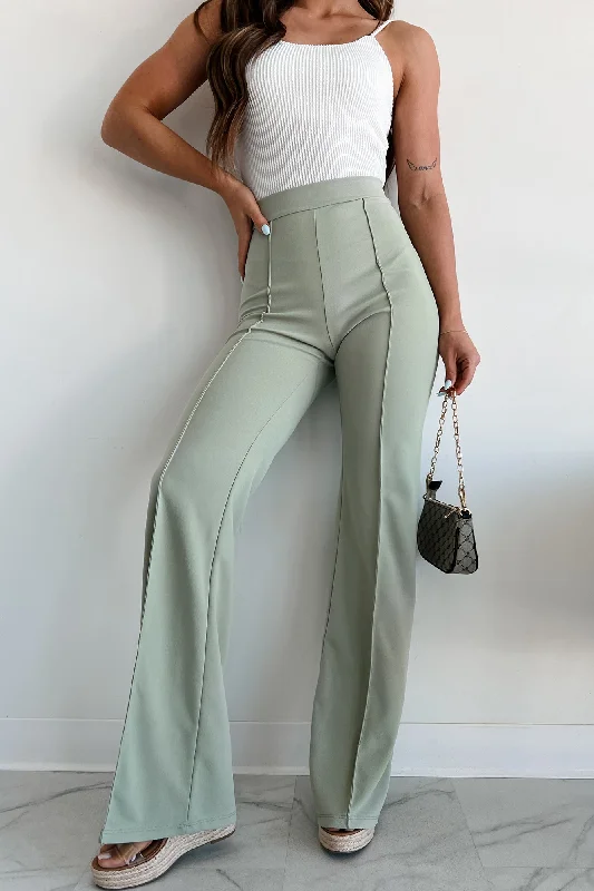 Work Talk High Waist Dress Pant (Sage)